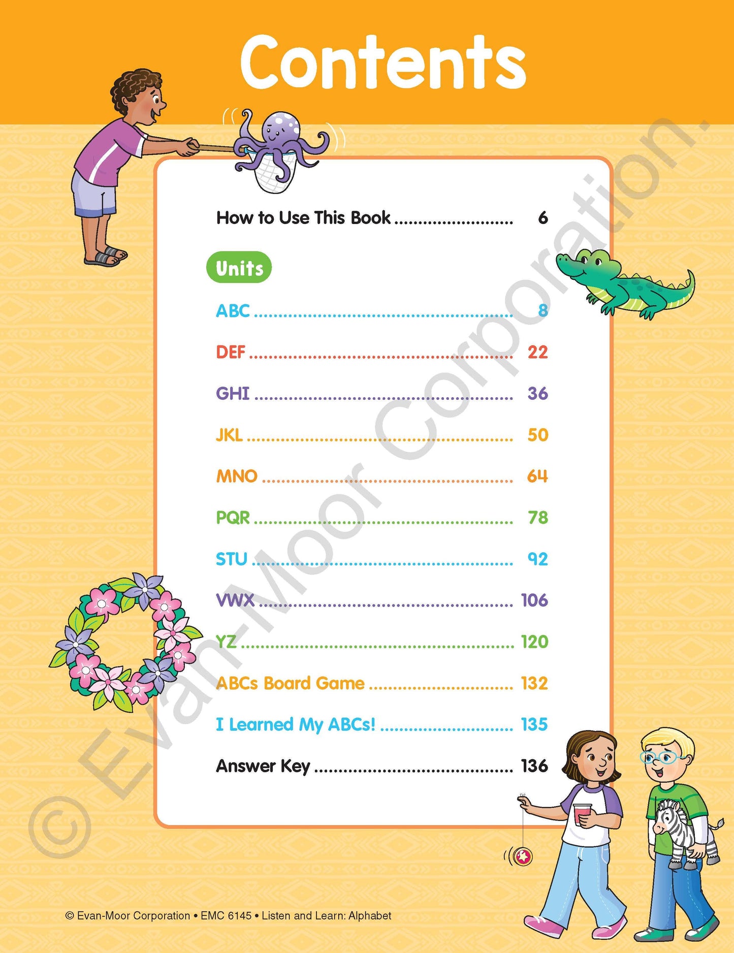 北美黄冈Evan-Moor Listen and Learn: Alphabet, Grade K Workbook