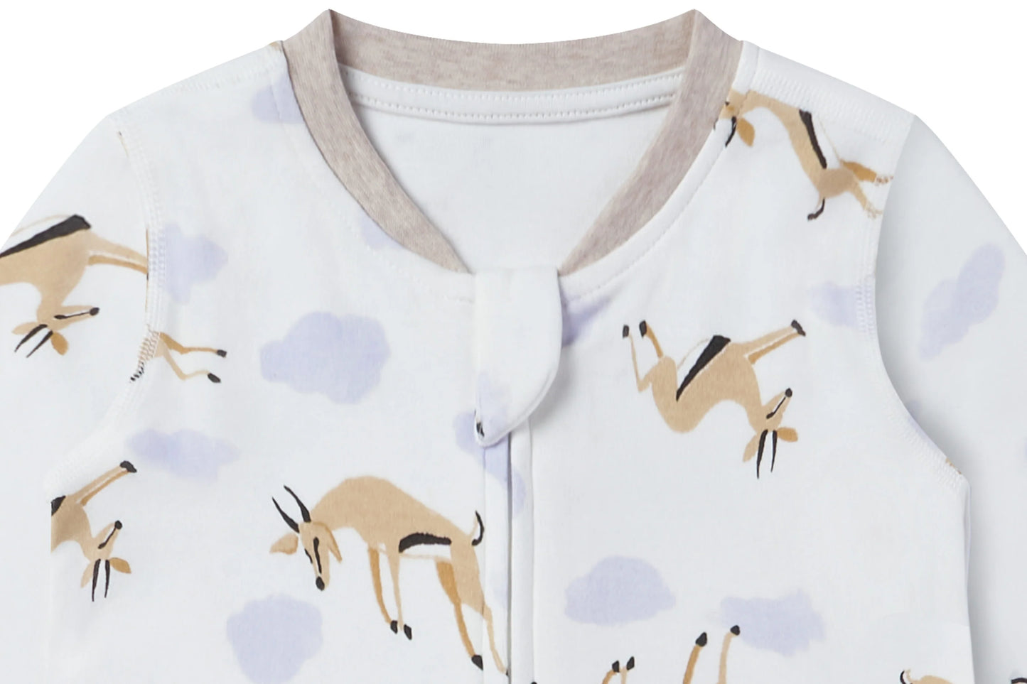 Nest Designs Organic Cotton Long Sleeve Romper - Gazelle Sky