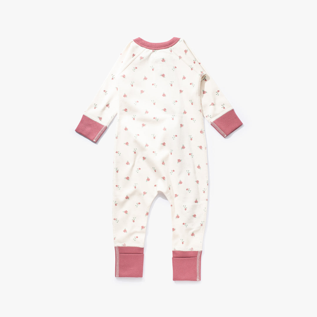 加拿大Sapling Child Winter Rose Zip Romper-有机棉华夫系列