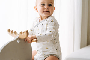 Nest Designs Bamboo Long Sleeve Kimono Onesie - The Goose & The Golden egg