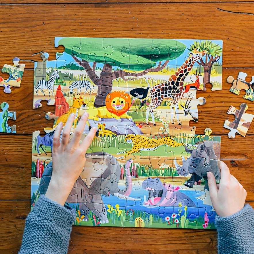 美国eeBoo绝美插画拼图 Savanna 64 Piece Puzzle儿童拼图