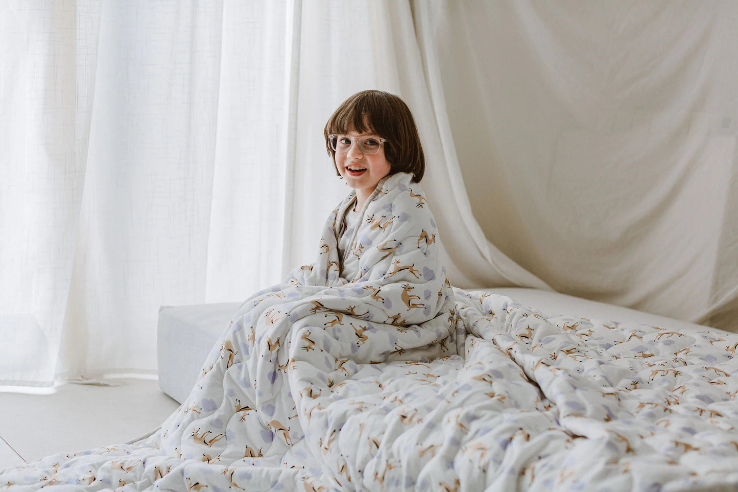 Nest Designs Large Quilted Bamboo Winter Blanket 3.2 TOG - Gazelle Sky