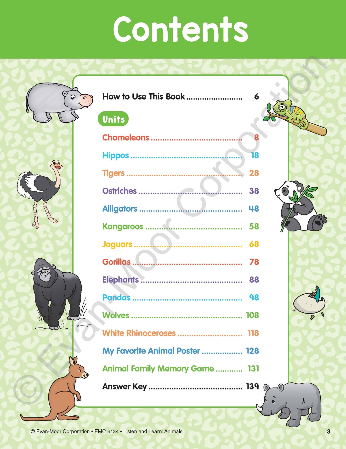 北美黄冈Evan-Moor Listen and Learn: Animals, Grade Prek Workbook