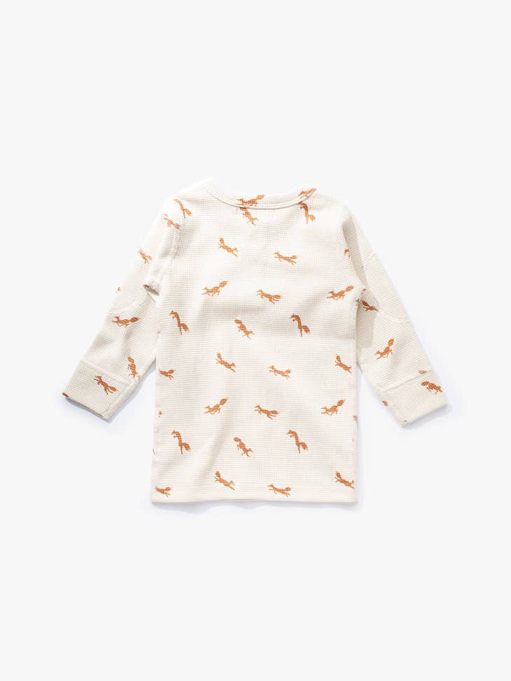 加拿大Sapling Child Fox Waffle Long Sleeve Tee-有机棉华夫系列