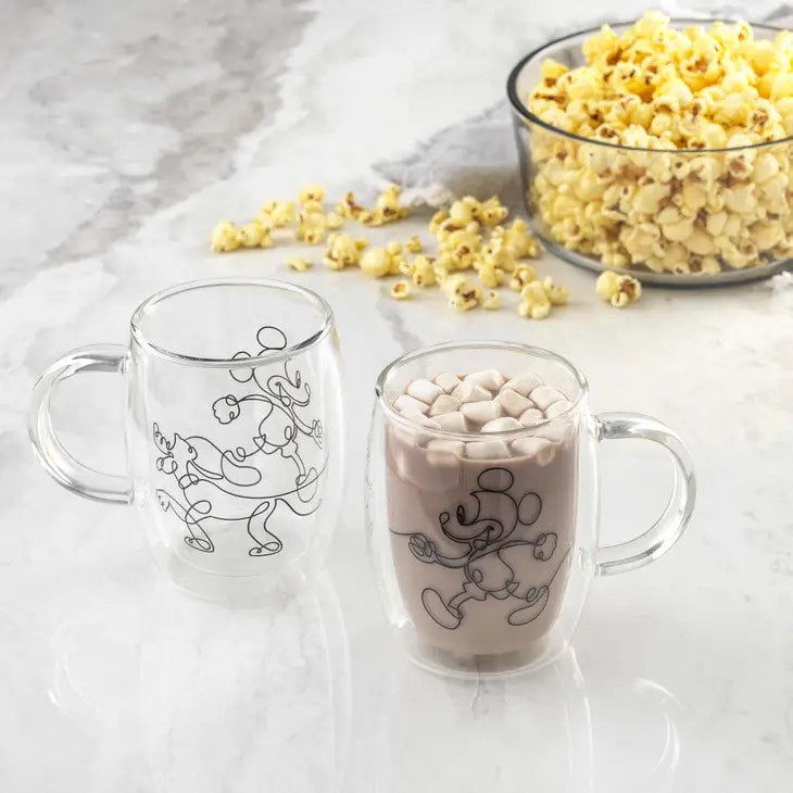 美国JoyJolt-Disney Mickey and Pluto Coffee Glasses-400ml-2个装