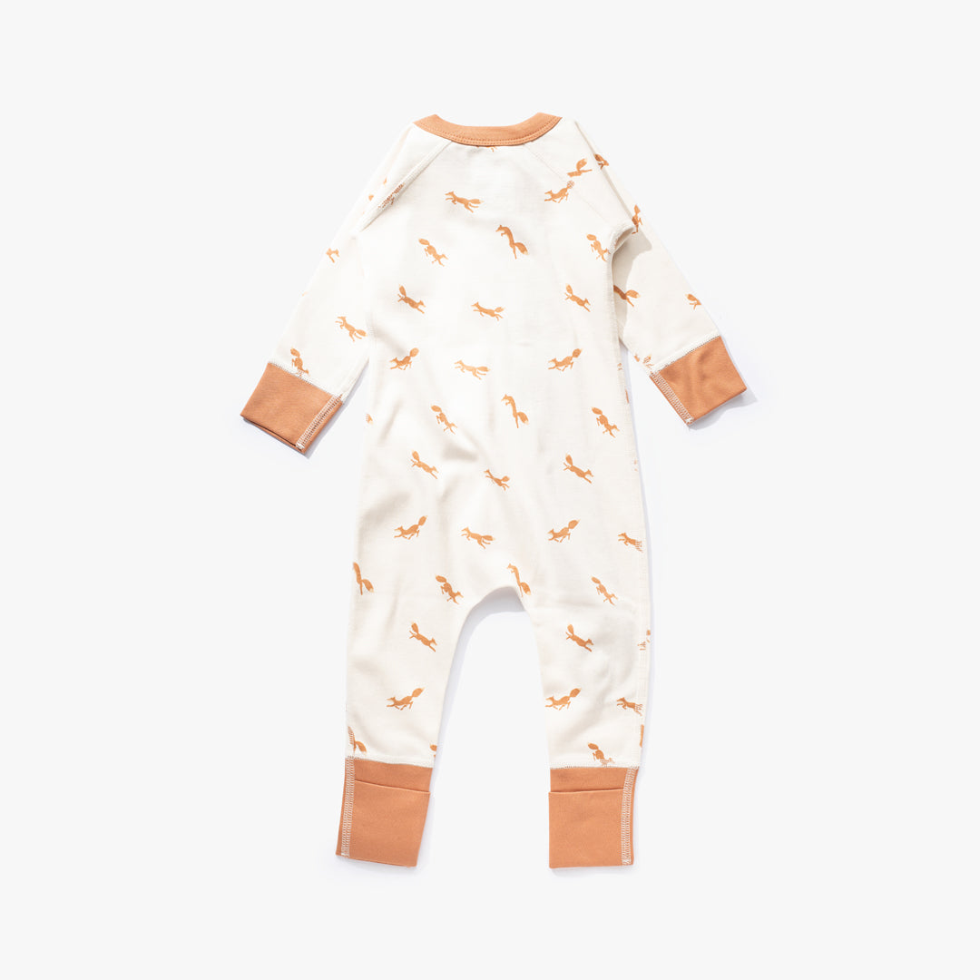 加拿大Sapling Child Fox Zip Romper-有机棉华夫系列