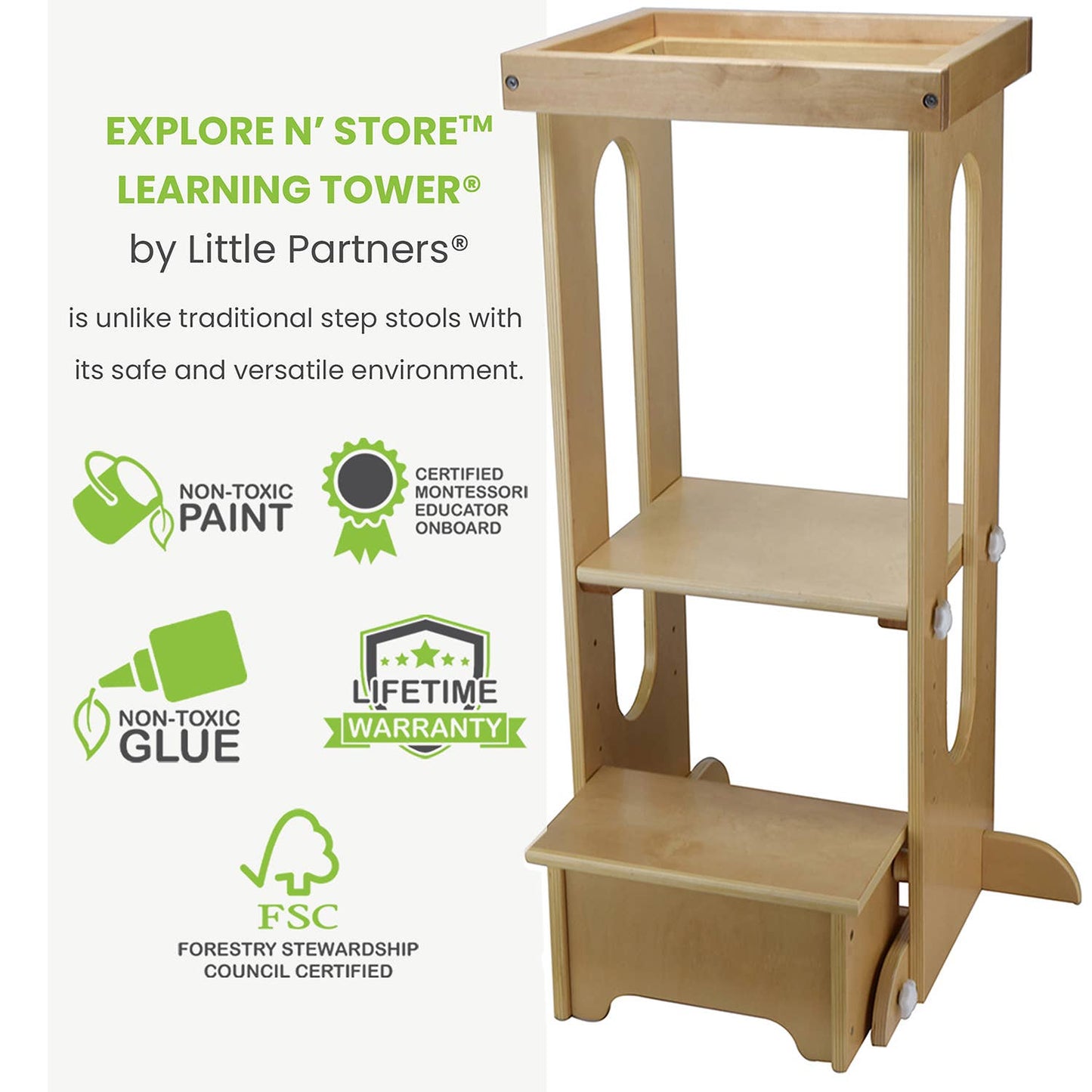 Little Partners Explore 'N Store Learning Tower - Natural