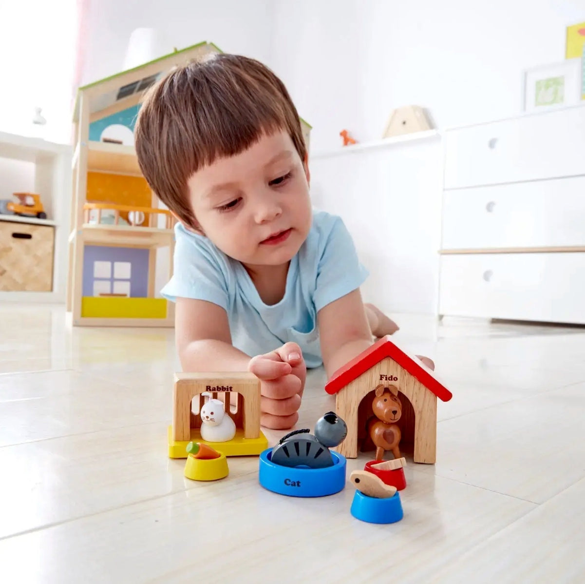 Hape Family Pets Wooden Dollhouse Animal Set超可爱宠物小木屋玩具