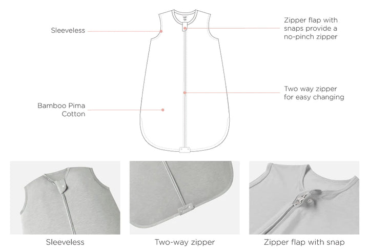 Nest Designs Bamboo Jersey Sleeveless Sleep Bag 0.5 TOG - Patone Harbor Grey