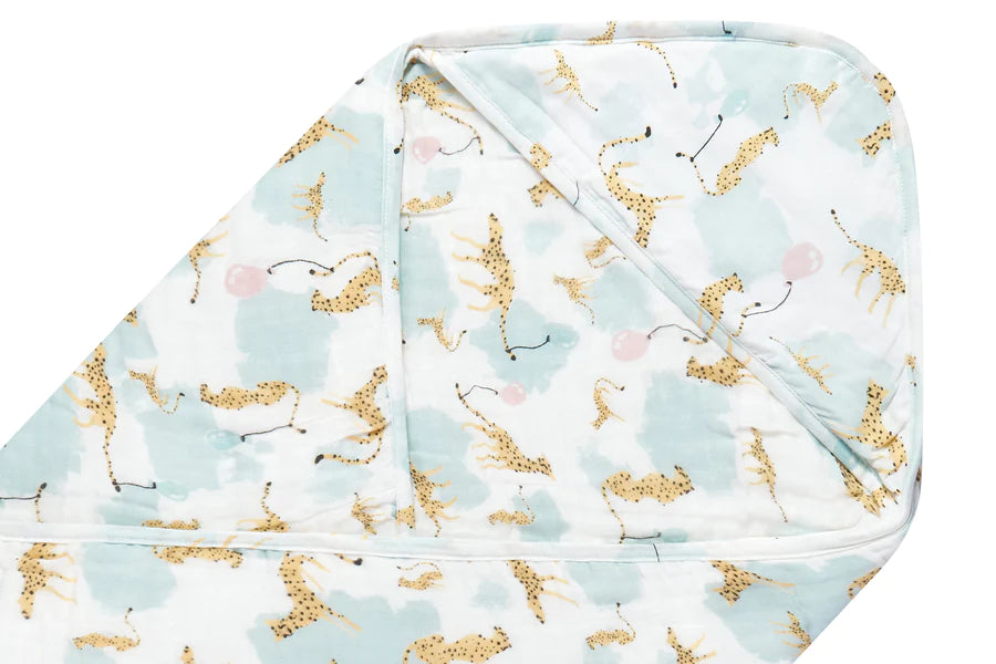 Nest Designs 9 Layer Organic Cotton Hooded Baby Towel - Cheetah Party