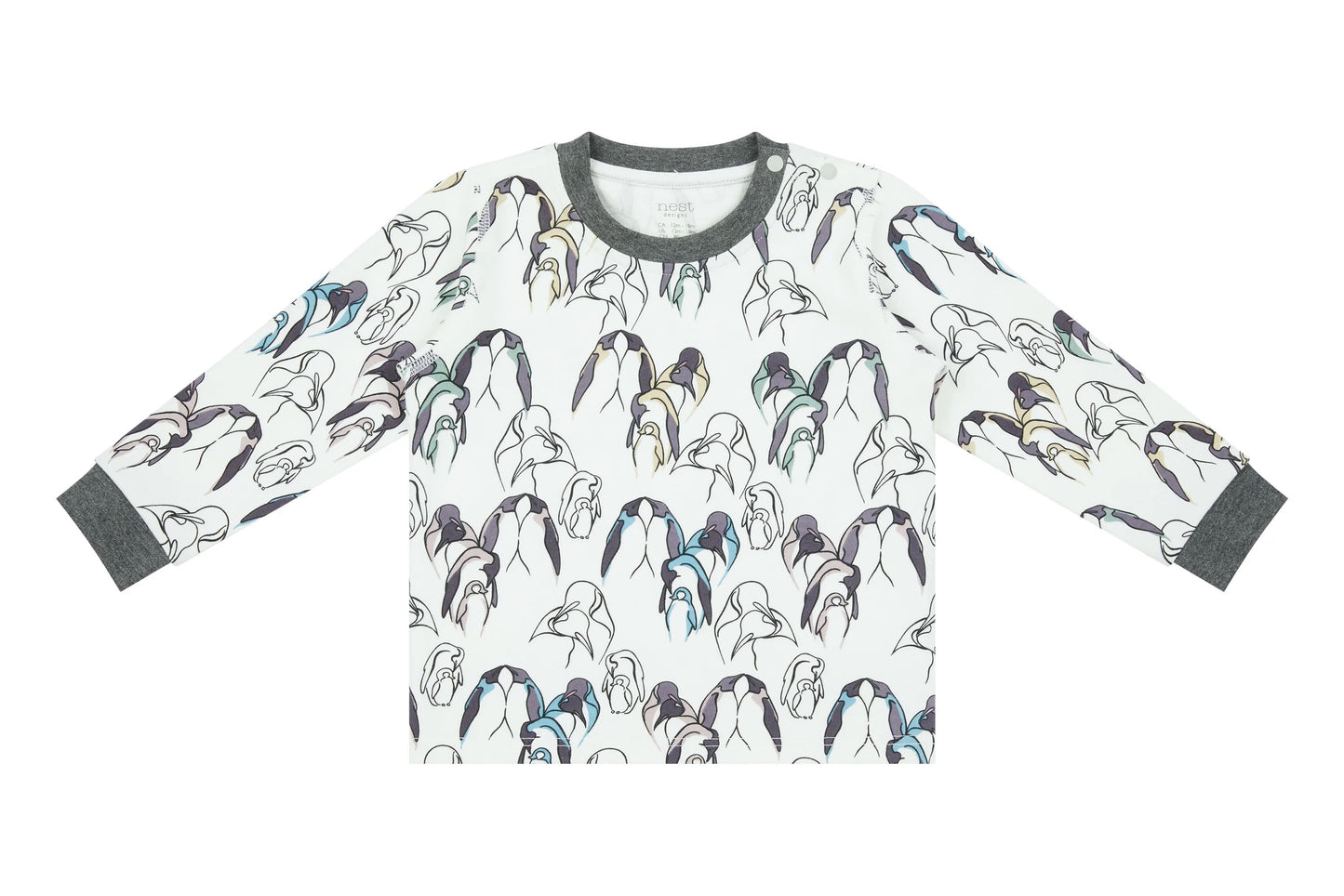 Nest Designs Organic Cotton Two-Piece Long Sleeve PJ Set - Penguin Love