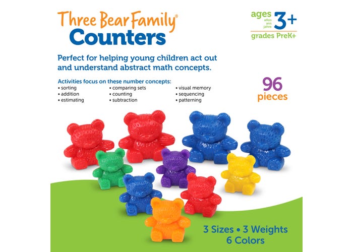 美国Learning Resources Three Bear Family Rainbow Counters, Set Of 96