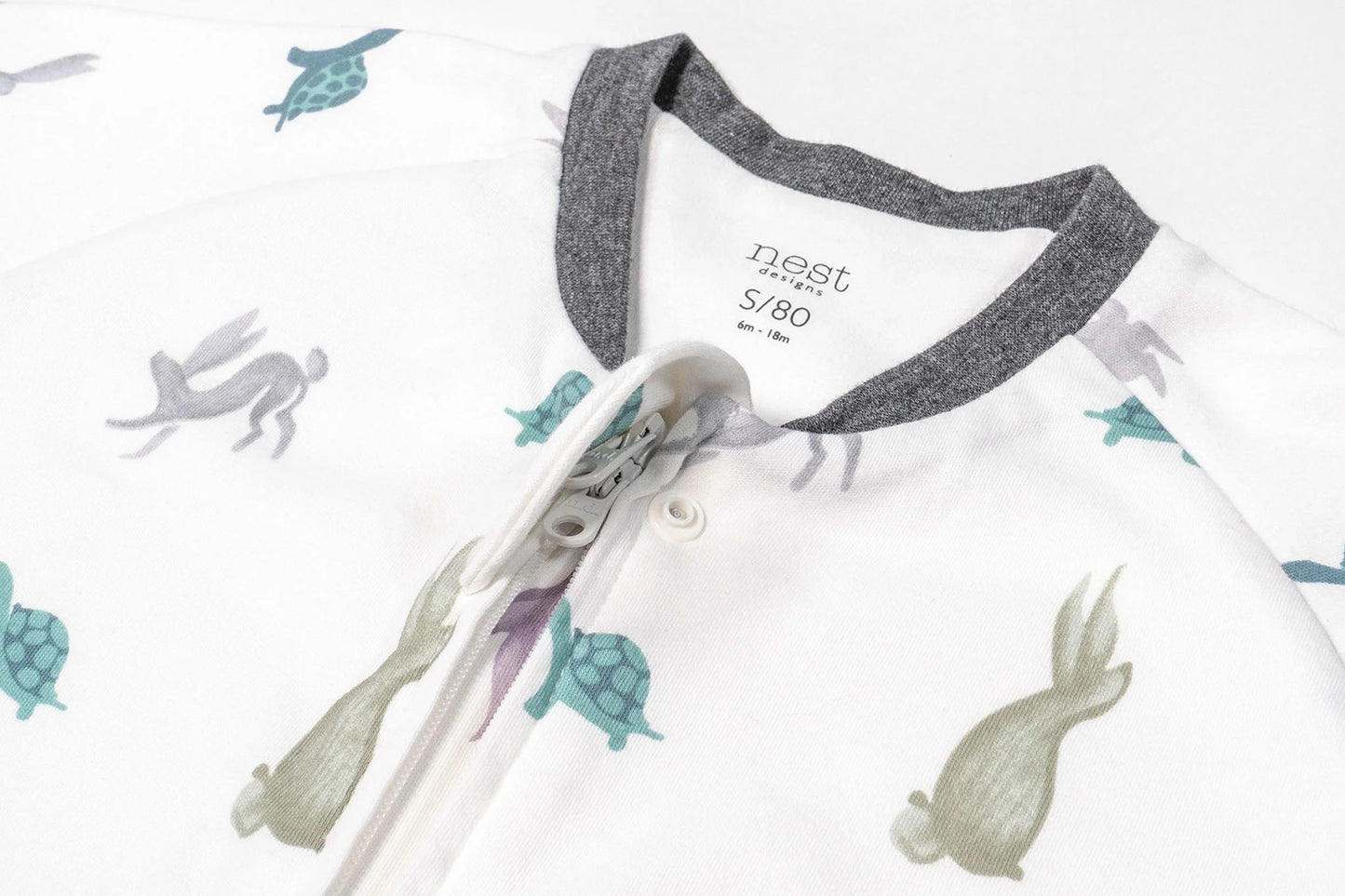 Nest Designs-Avocado Bamboo Long Sleeve Footed Sleep Bag 1.0 TOG - The Tortoise & The Hare
