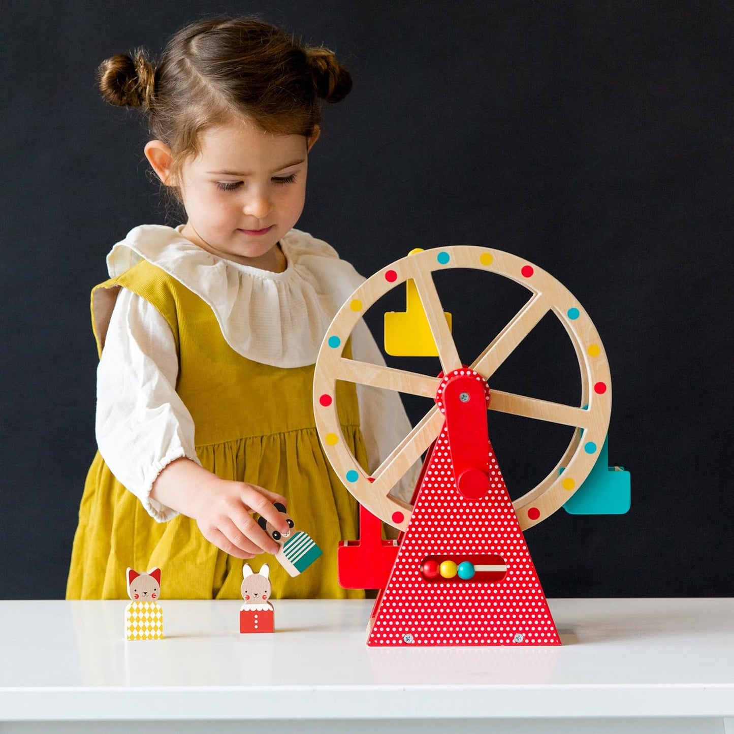 美国Petit Collage Wooden Ferris Wheel Carnival-手摇摩天轮