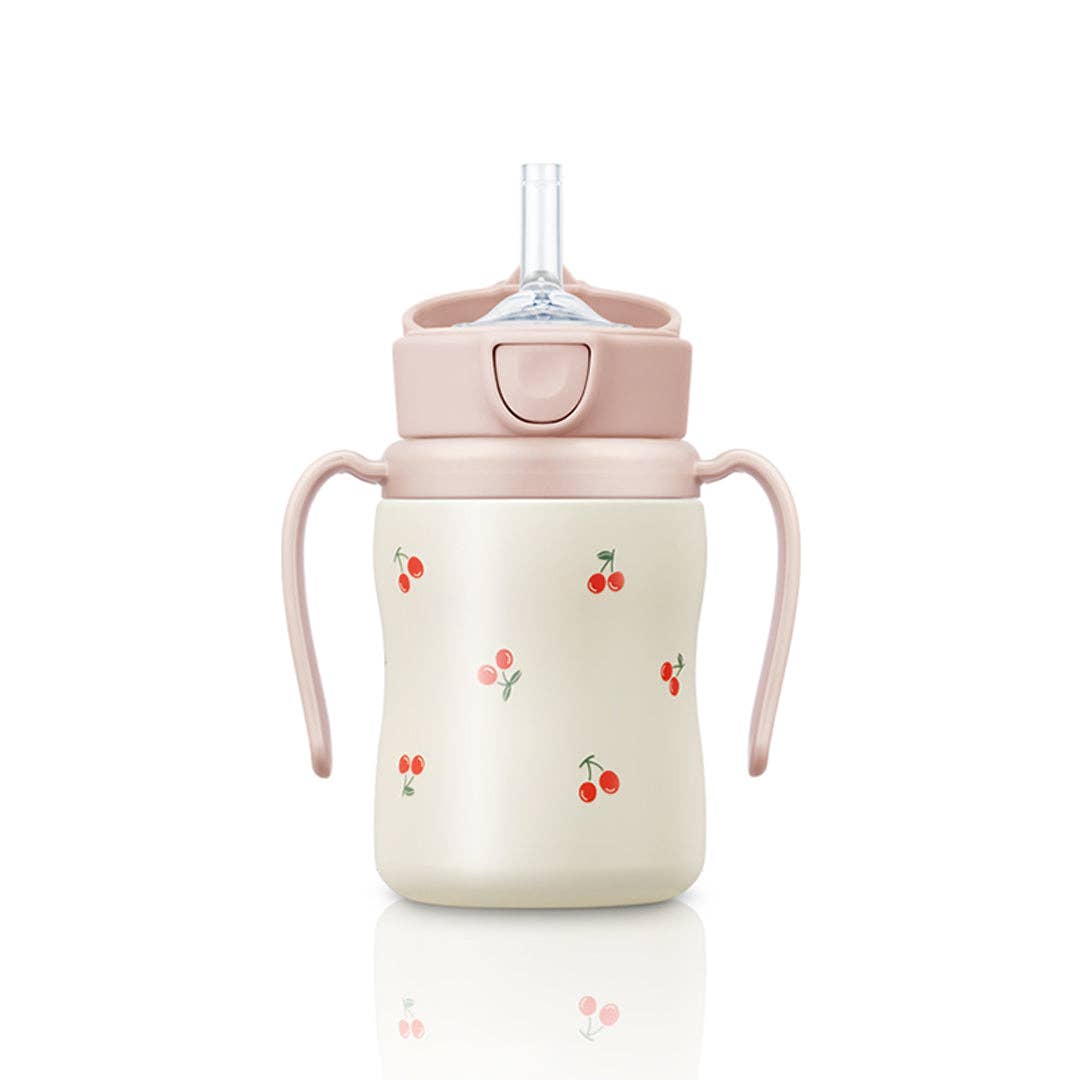 韩国Grosmimi Stainless Steel Straw Cup with Flip Top- Cherry 200ml