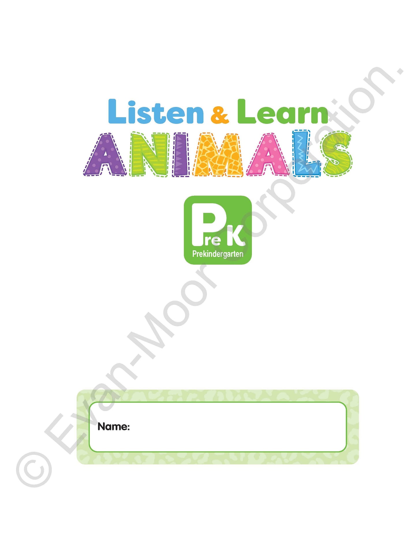 北美黄冈Evan-Moor Listen and Learn: Animals, Grade Prek Workbook