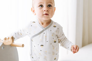 Nest Designs Bamboo Long Sleeve Kimono Onesie - The Goose & The Golden egg