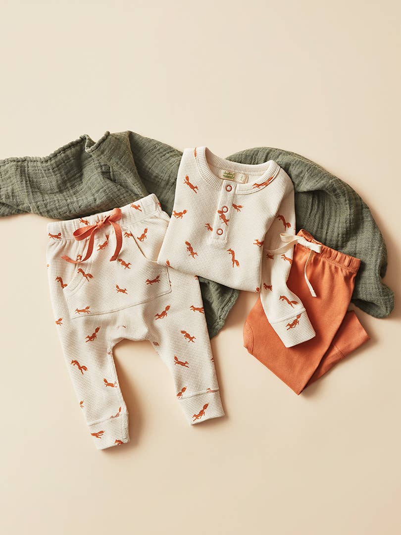 加拿大Sapling Child Fox Waffle Pants-有机棉华夫系列