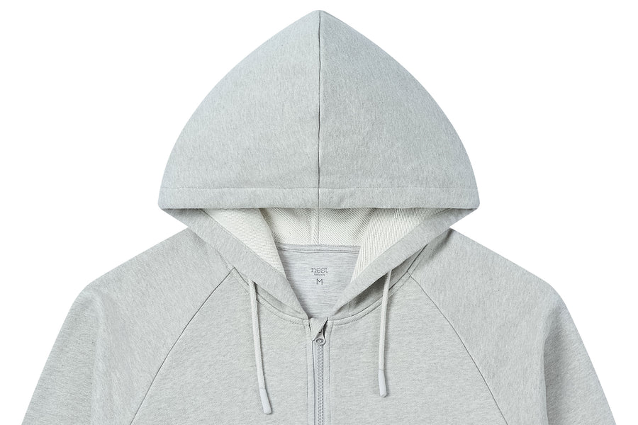 Nest Designs Basic-Men's Basics Organic Terry Zip Up Hoodie - Cloudburst Light
