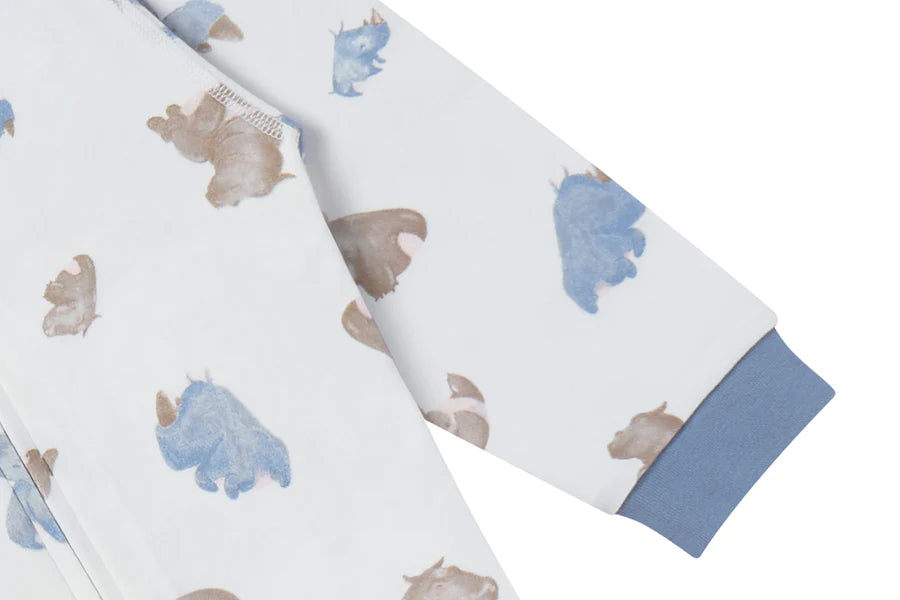 Nest Designs Organic Cotton One-Piece Zip Footless Sleeper - Rhino Hippo