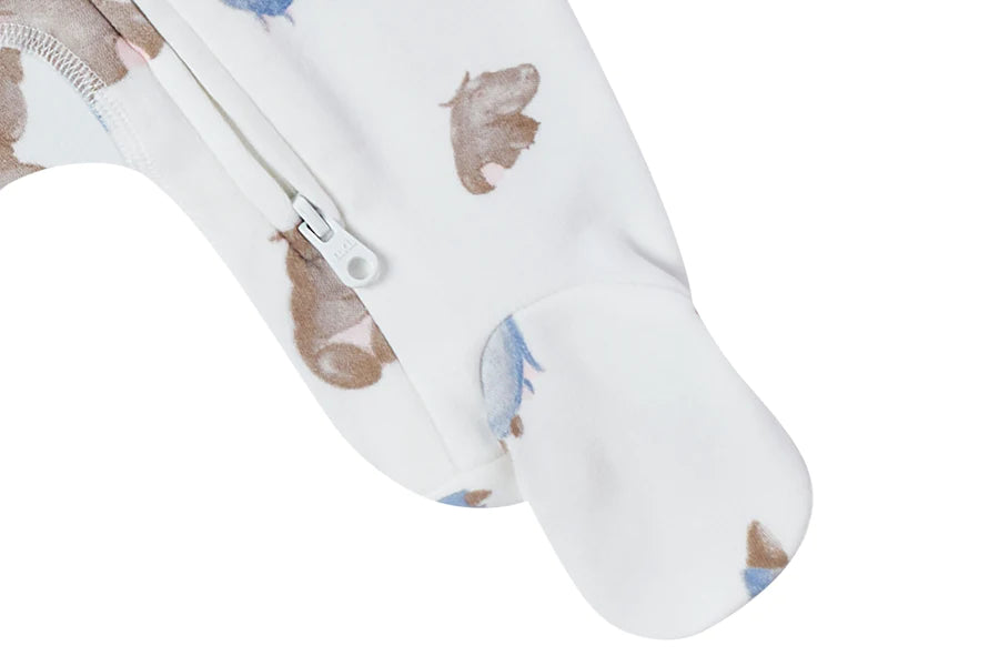 Nest Designs Organic Cotton One-Piece Zip Footed Sleeper - Rhino Hippo