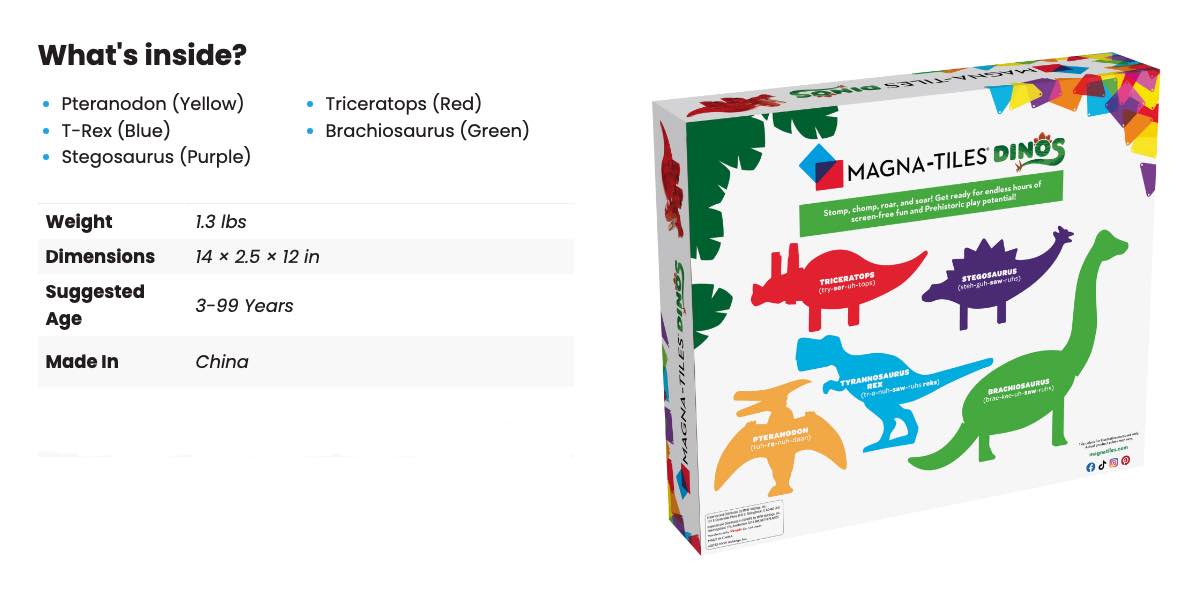 MAGNA-TILES Dinos 5-Piece Set