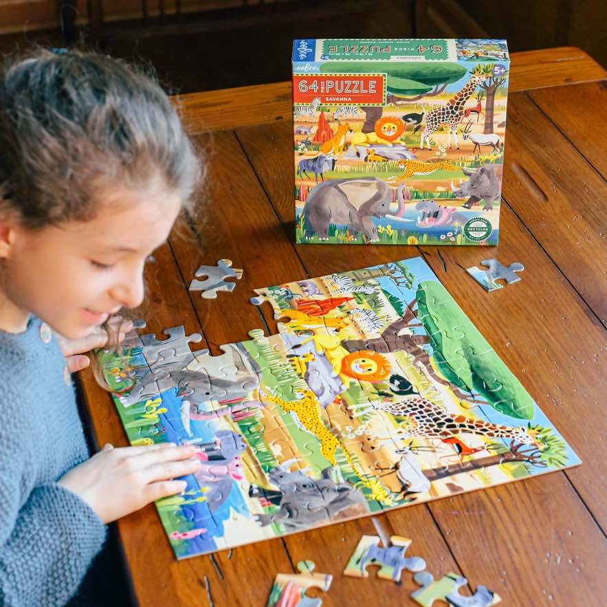 美国eeBoo绝美插画拼图 Savanna 64 Piece Puzzle儿童拼图