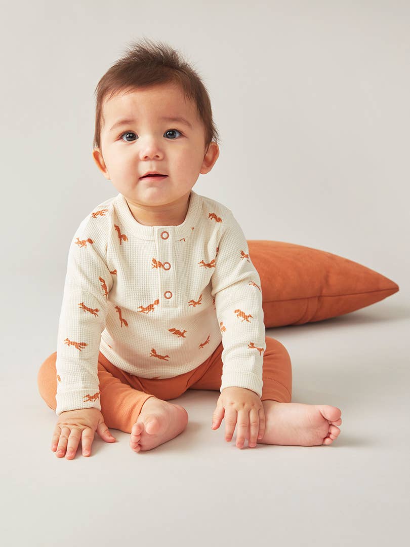 加拿大Sapling Child Fox Waffle Long Sleeve Tee-有机棉华夫系列
