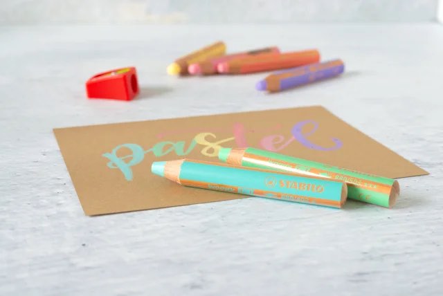 德国Stabilo 6 pencils Stabilo Woody 3 in 1 PASTEL + sharpener-可以画在玻璃上的胖蜡笔