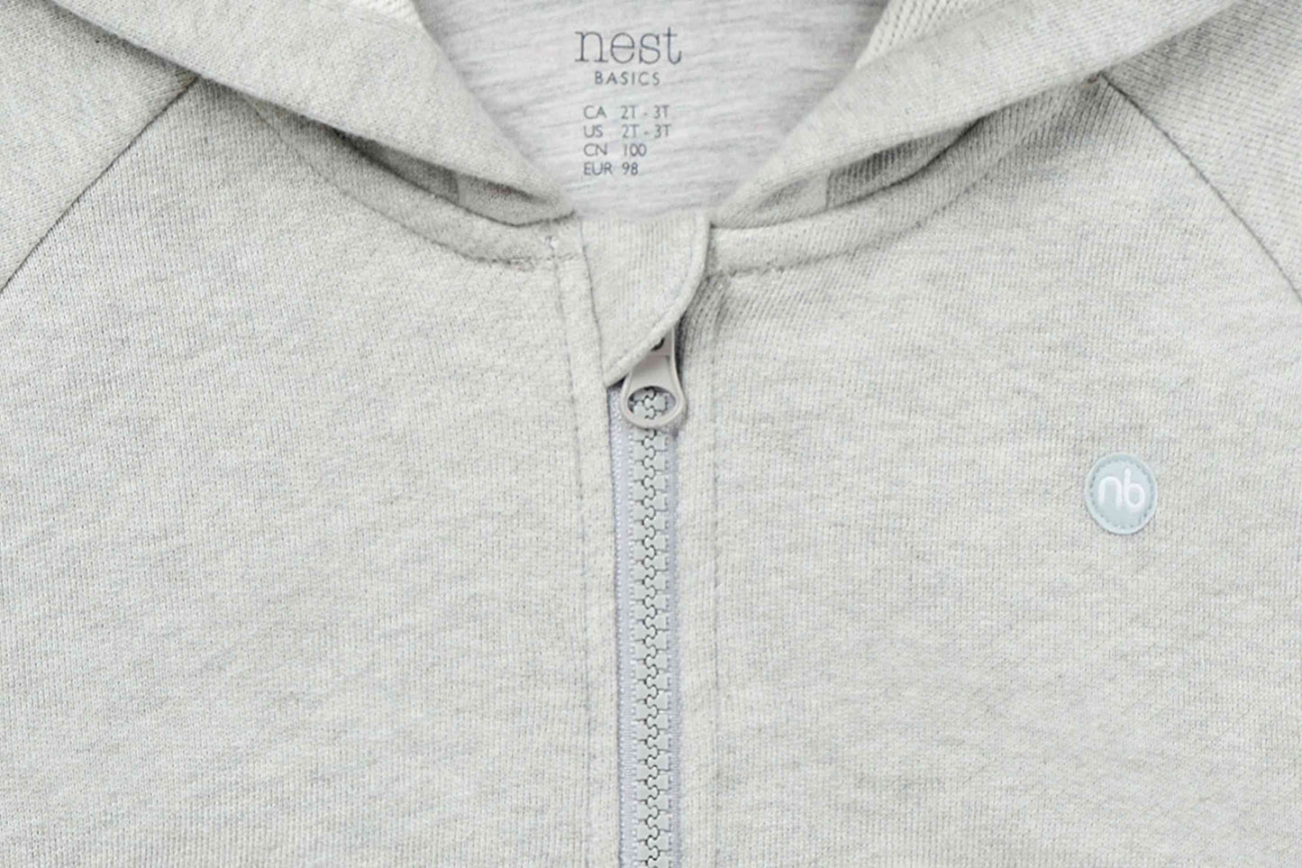 Nest Designs Basic Organic Terry Zip Up Hoodie - Cloudburst Light