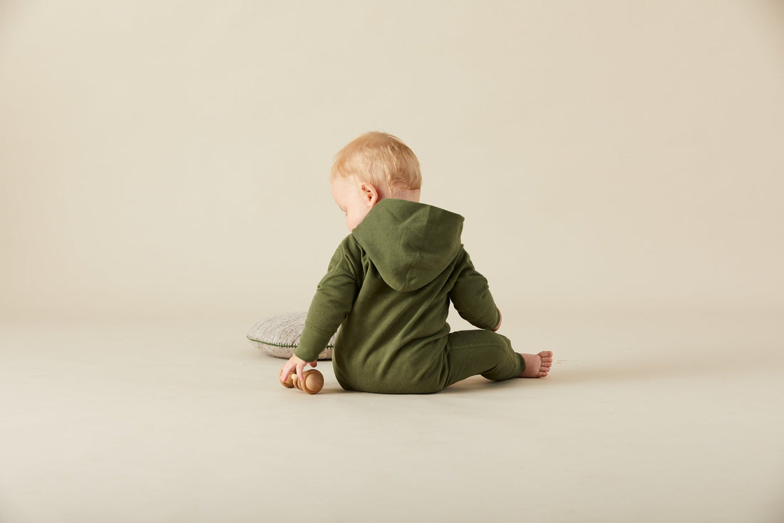 加拿大Sapling Child Mistletoe Green Winter Zipsuit-有机棉华夫系列