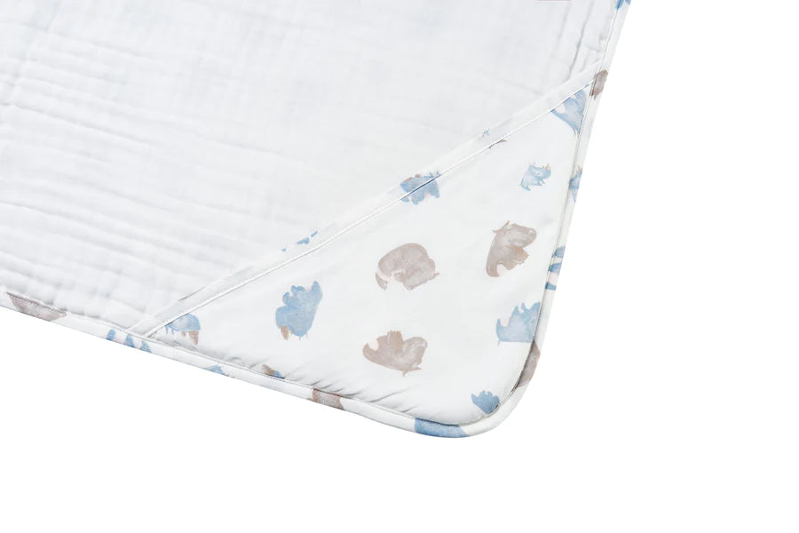 Nest Designs 9 Layer Organic Cotton Hooded Baby Towel - Rhino Hippo