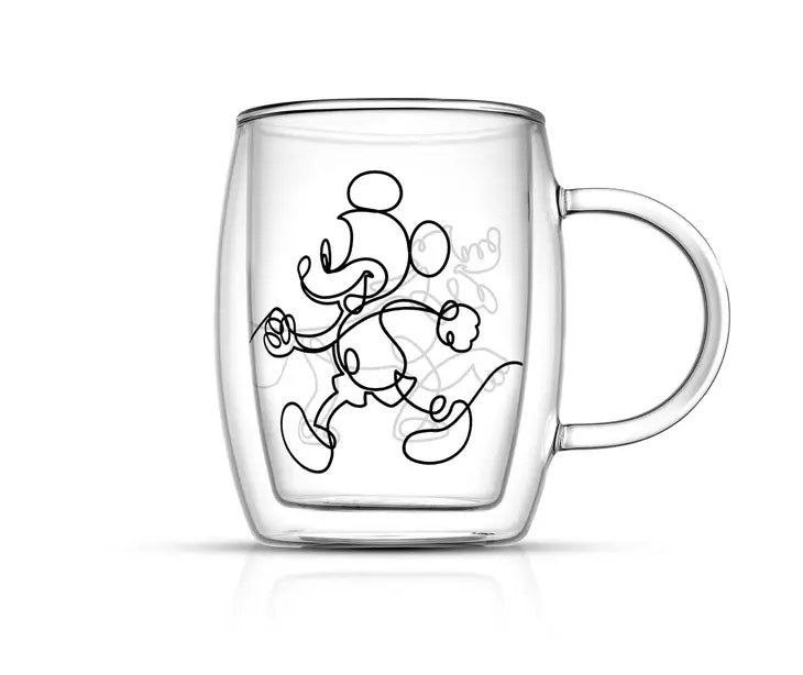 美国JoyJolt-Disney Mickey and Pluto Coffee Glasses-400ml-2个装