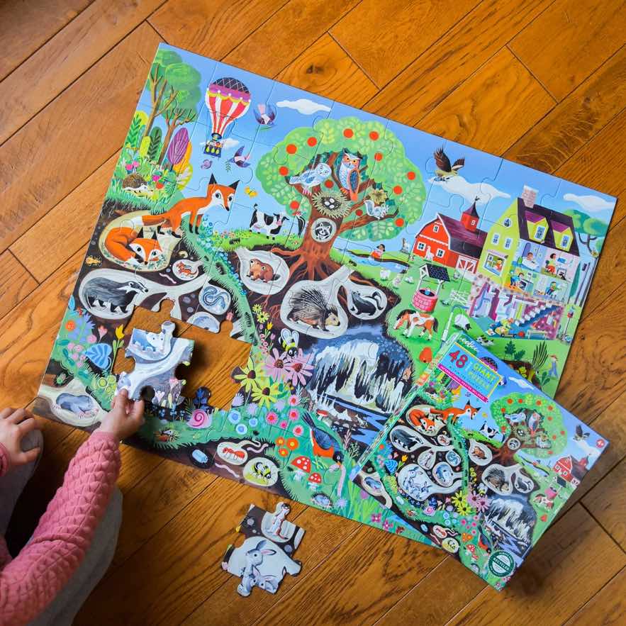 美国eeBoo绝美插画拼图 Within the Country 48 Piece Giant Puzzle儿童大颗粒拼图