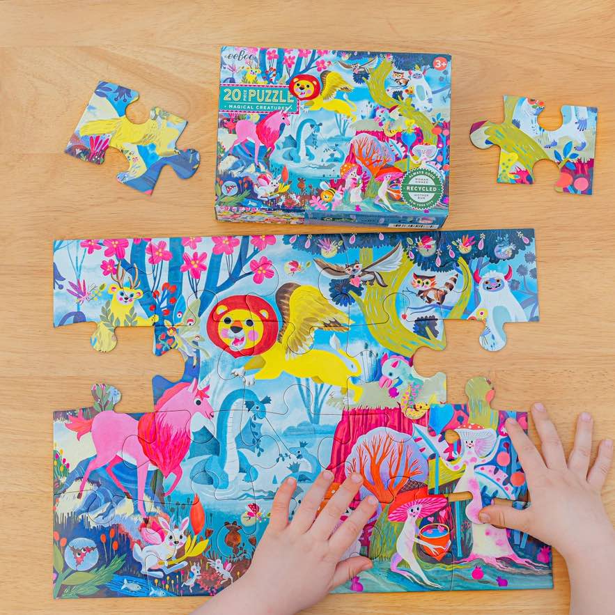 美国eeBoo绝美插画拼图 Magical Creatures 20 Piece Puzzle儿童大颗粒拼图