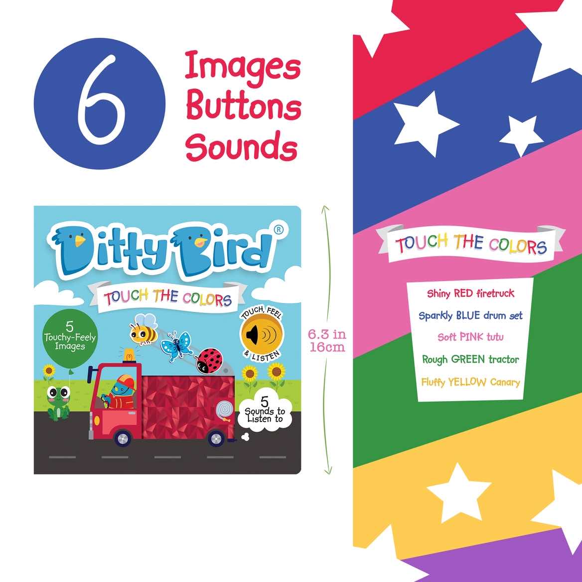 Ditty Bird First Sensory Book -Montessori- Touch the colors