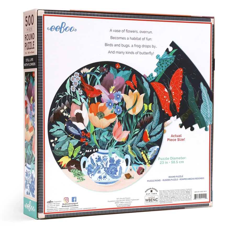 美国eeBoo绝美插画拼图 Still Life with Flowers 500 Piece Round Puzzle
