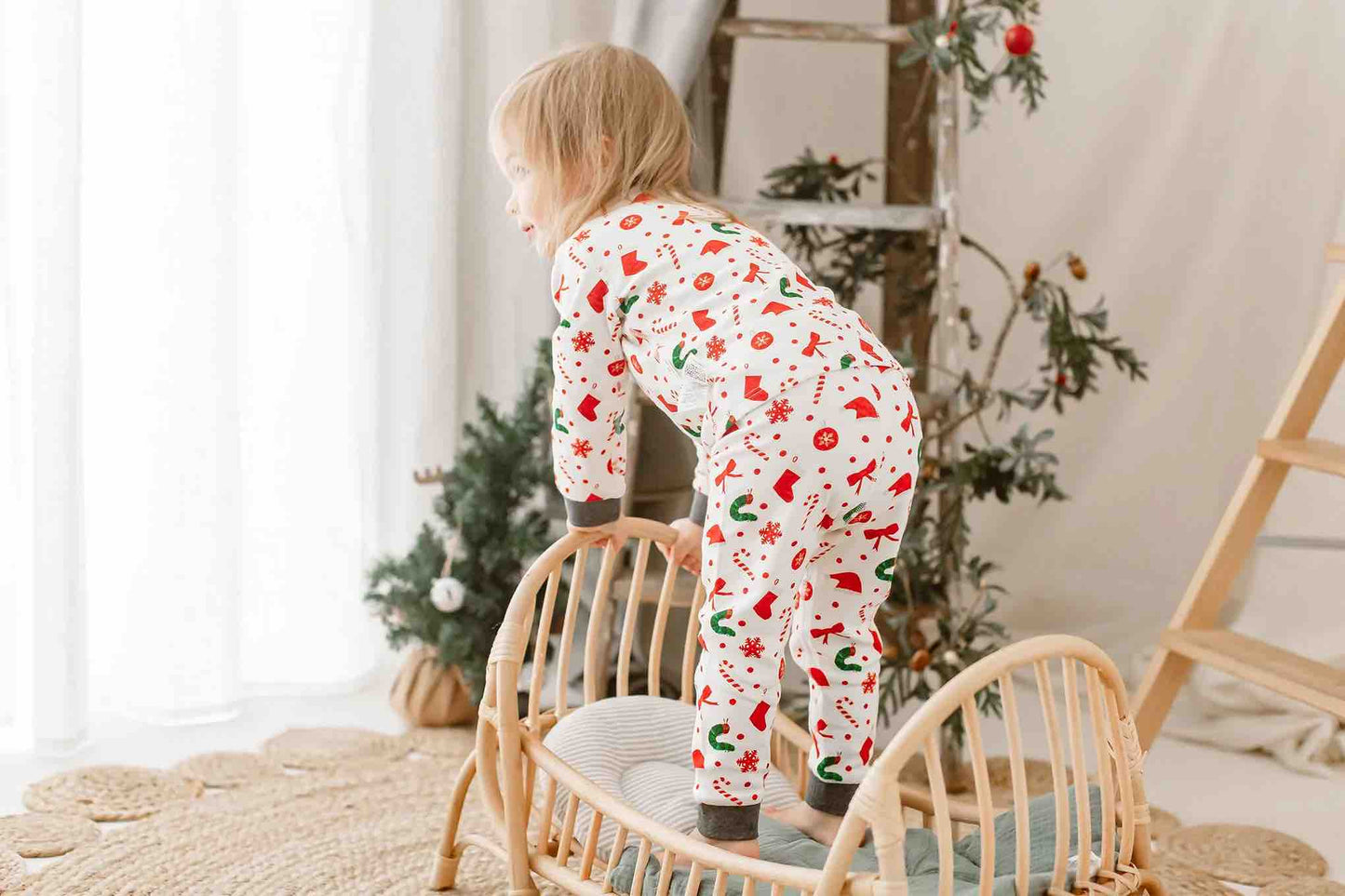 Nest Designs Organic Cotton Two-Piece PJ Set - Eric Carle Candy Cane Lane