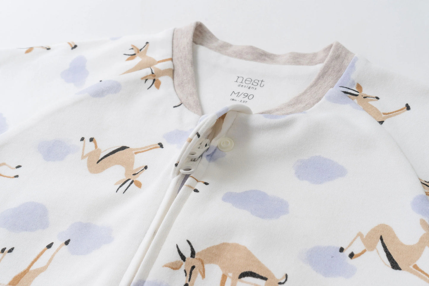 Nest Designs 1.0 TOG Organic Cotton Long Sleeve Sleep Bag - Gazelle Sky