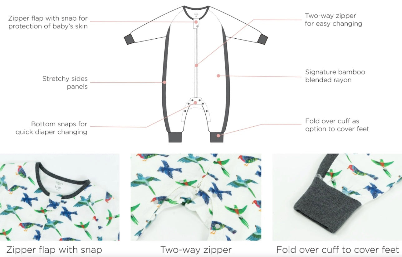 Nest Designs x Eric Carle 0.6Tog竹纤维长袖连体衣-蓝鸟