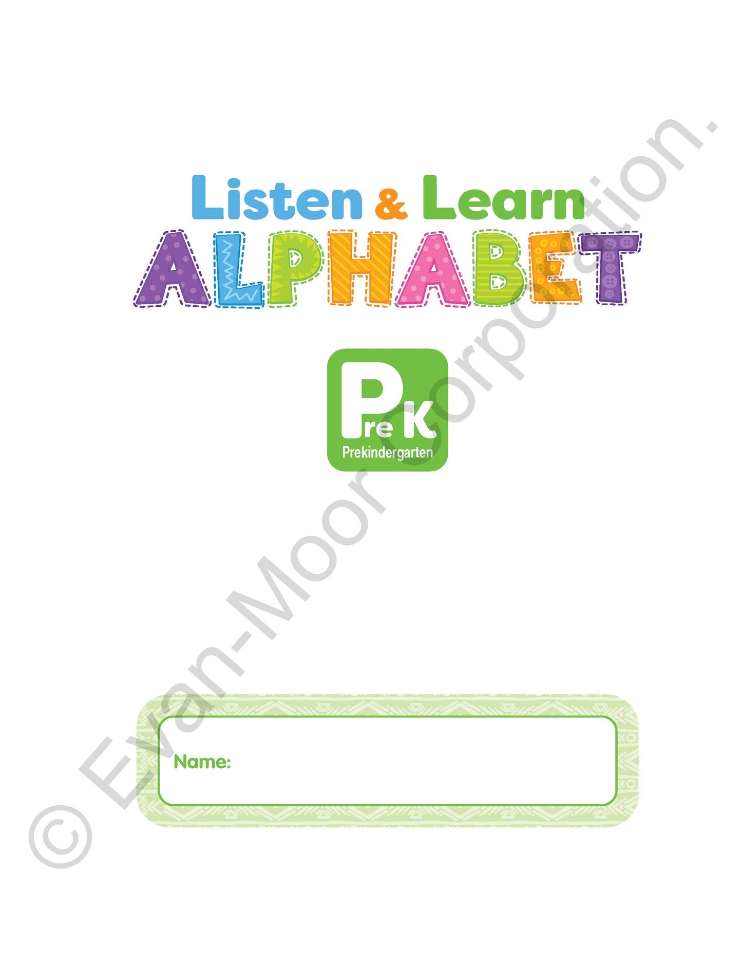 北美黄冈Evan-Moor Listen and Learn: Alphabet, Grade Prek Workbook