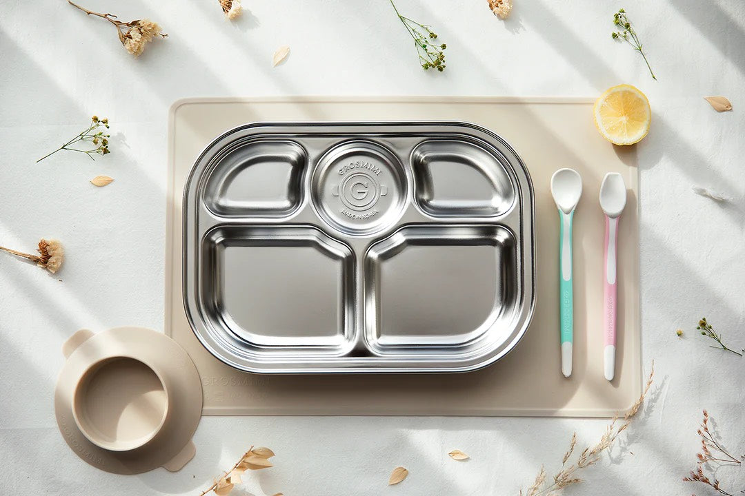 韩国Grosmimi Stainless Steel Food Tray with 5 Comparment含吸盘