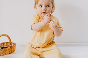 Nest Designs Bamboo Jersey Short Sleeve Romper - Pantone Sunset Gold