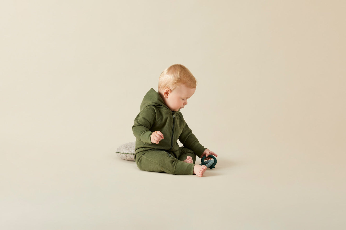 加拿大Sapling Child Mistletoe Green Winter Zipsuit-有机棉华夫系列