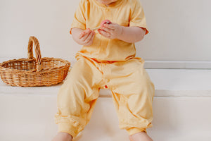 Nest Designs Bamboo Jersey Short Sleeve Romper - Pantone Sunset Gold