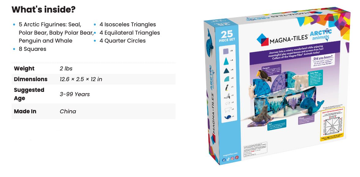 MAGNA-TILES Arctic Animals 25-Piece Set
