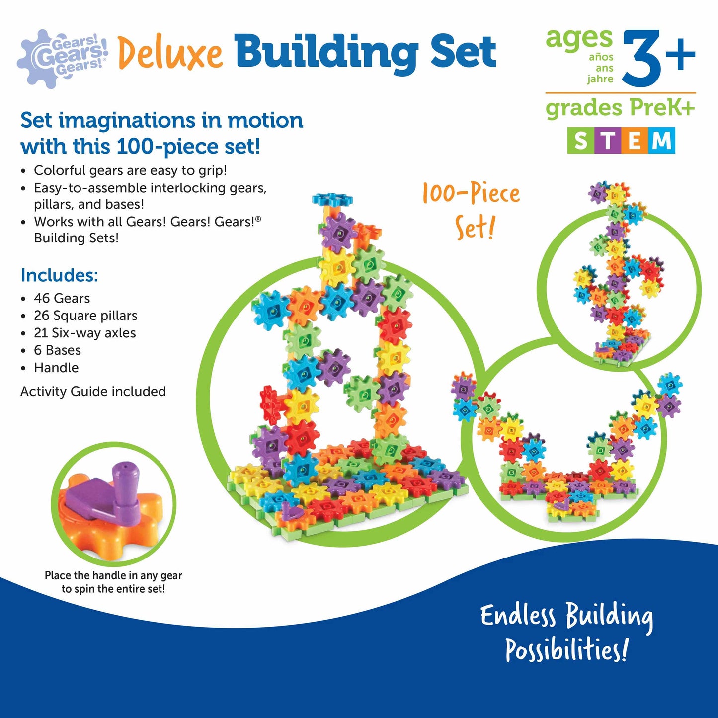 美国Learning Resources Gears! Gears! Gears! 100-Piece Deluxe Building Set