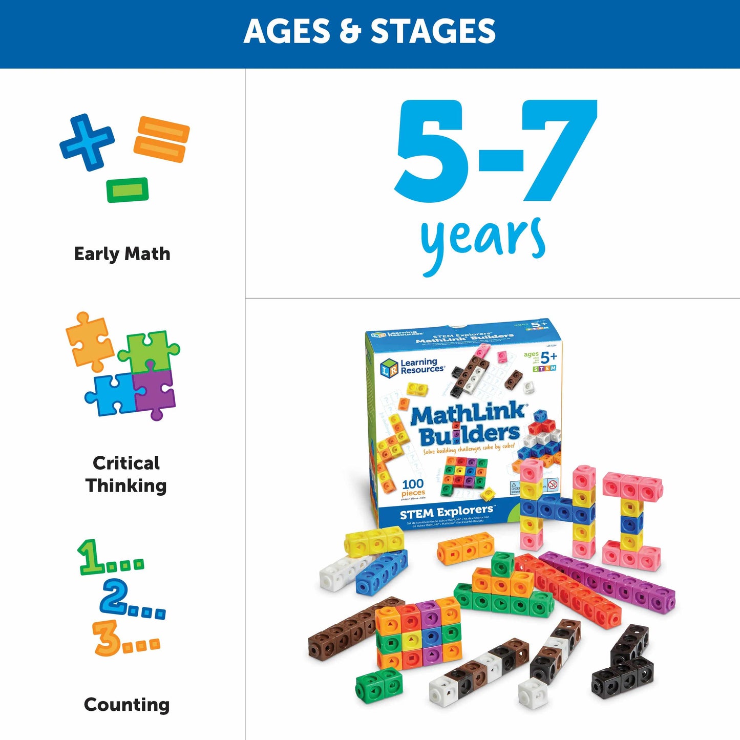 美国Learning Resources STEM Explorers‚ Mathlink Builders