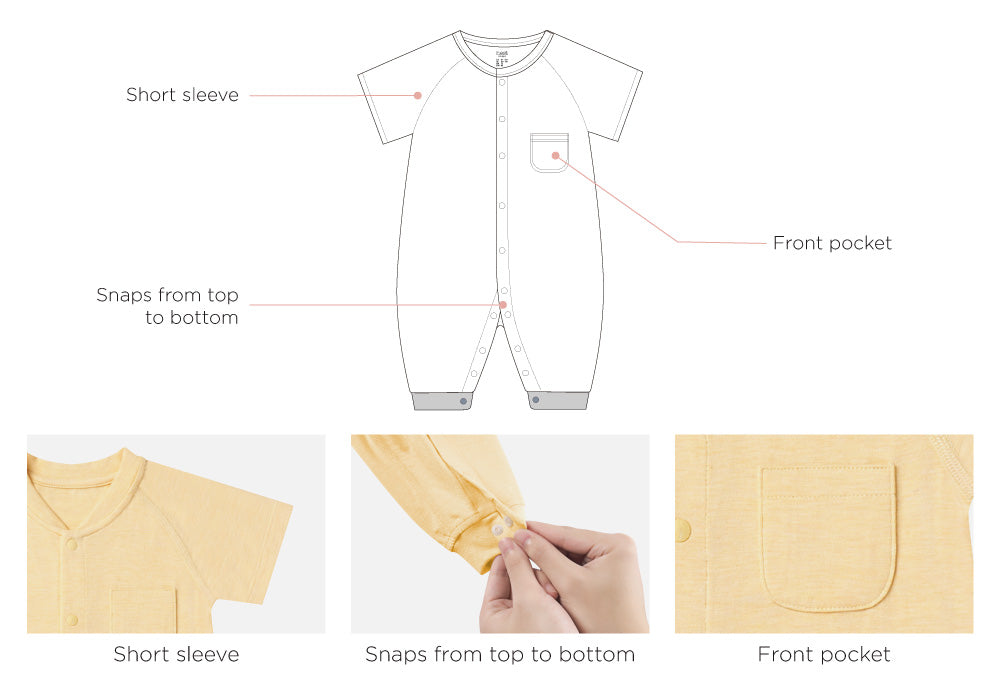 Nest Designs Bamboo Jersey Short Sleeve Romper - Pantone Sunset Gold