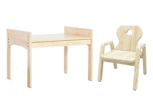 MesaSilla网红实木 Primary Adjustable Wooden Table and Chair Set